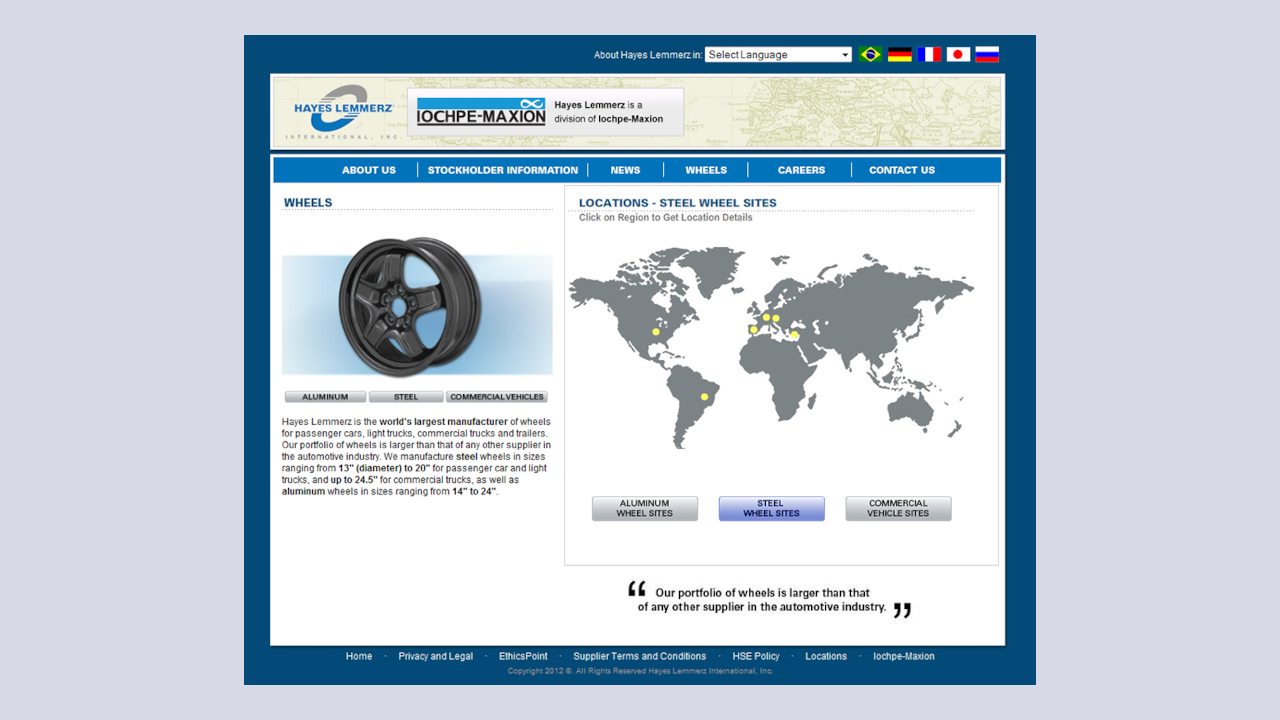 Hayes-Lemmerz Site Locations Map Banner